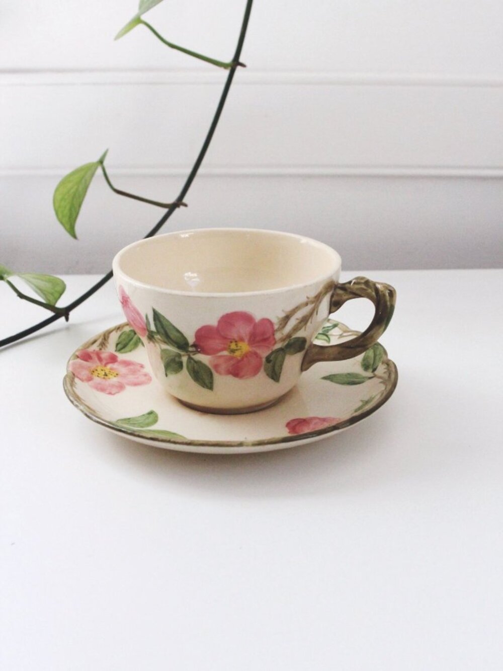 Vintage Desert Rose Franciscan Hand-Painted Floral Teacup & Saucer Set USA
